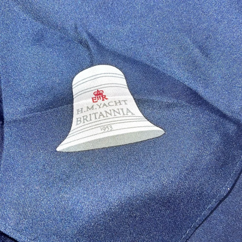 H.M. Yacht Britannia navy blue silk scarf Old Money